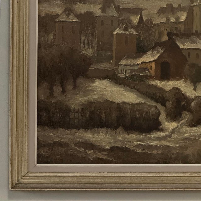 Framed Oil Painting on Board by Maurice Fourneau (1900-1990) 'Winter Village' For Sale - Image 10 of 15
