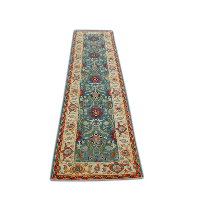 Modern Turkish Fine Woven Oushak Rug 2'10" x 12'7" For Sale In Houston - Image 6 of 7