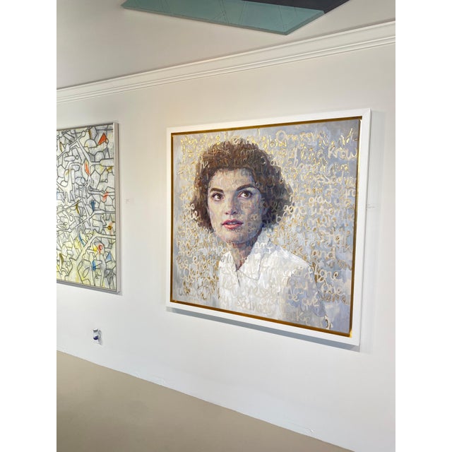 Early 21st Century Christina Major Oil on Canvas of Jackie O with Gold Leaf 49 x 51 2021 For Sale - Image 5 of 12