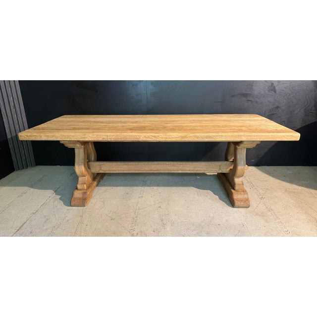 French Bleached Oak Farmhouse Dining Table, 1920s For Sale - Image 13 of 18