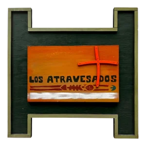 Rustic Wood Wall Art "Los Atravesados" Signed by Mexican American Artist Roger Palacios