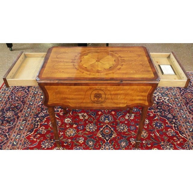Brown Theodore Alexander Replica Collection Sheraton Satinwood Inlaid Pembroke Table For Sale - Image 8 of 11