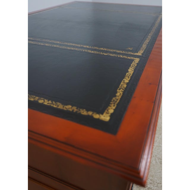 Reprodux English Style Leather Top Yew Wood Desk For Sale - Image 11 of 18