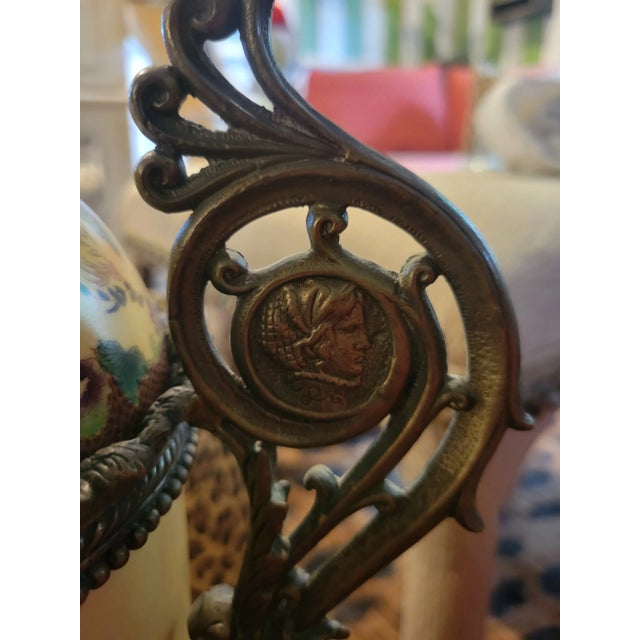 Vintage French Ceramic Metal Covered Floral Yellow Red Extra Tall Urn Decorative Jar For Sale - Image 12 of 12