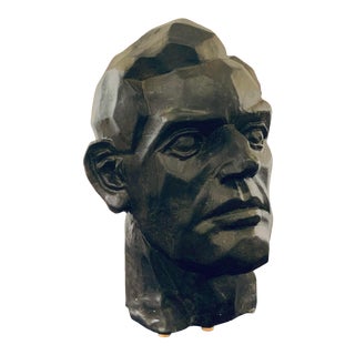 Mid-Century Modern Style Bronze Finished Bust of a Man Sculpture For Sale