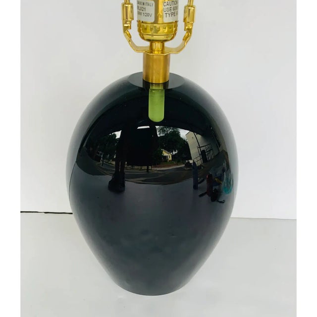 Baker Furniture Company Baker Italian Sommerso Small Green Glass Table Lamp For Sale - Image 4 of 5