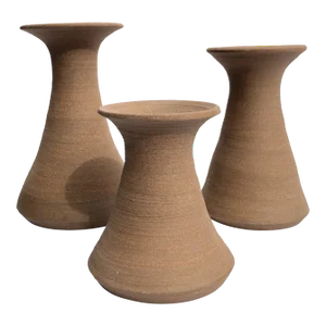 Vintage Artist Handmade Boho Ceramic Rustic Vases - Set of 3