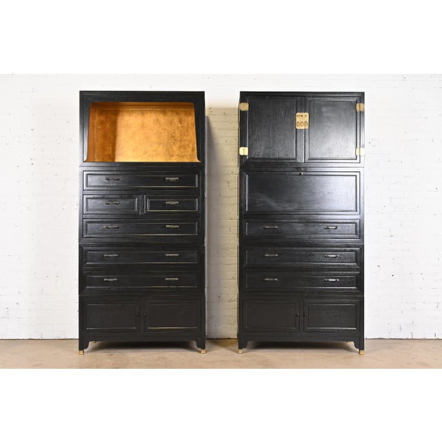 Michael Taylor for Baker Far East Collection Black Lacquer and Gold Leaf Bar Cabinet, 1960s For Sale - Image 12 of 13