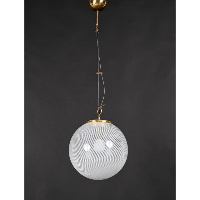 Mid-Century Tessuto White and Crystal Murano Glass Chandelier from Venini, 1970s For Sale - Image 14 of 18
