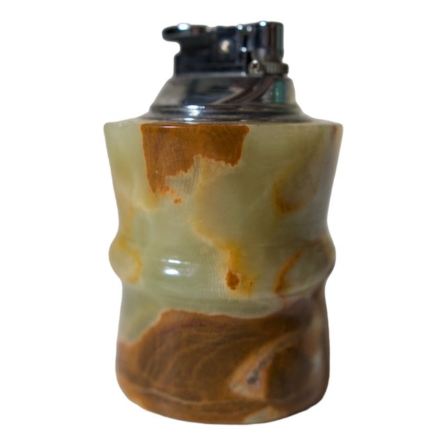 Italian Green Onyx Table Lighter, 1970s For Sale