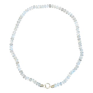 Moonstone Necklace With 14k Gold Charm Enhancer For Sale