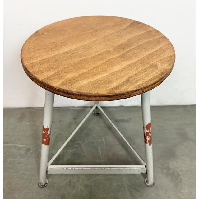 Industrial Grey Workshop Stool, 1960s For Sale - Image 10 of 15