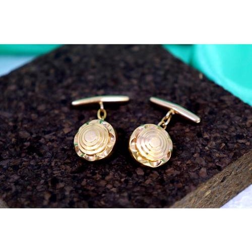 Gold Cufflinks with Gradient Reliefs, Set of 2 For Sale - Image 6 of 6