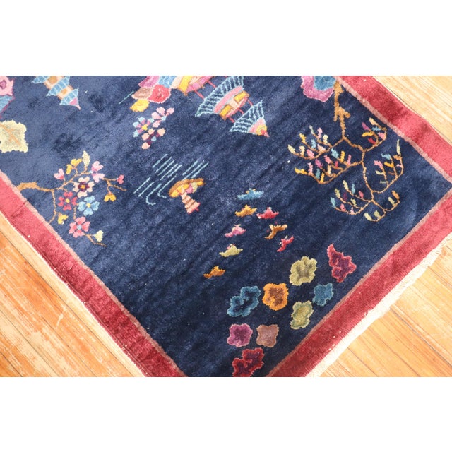 1930s Zabihi Collection Chinese Art Deco Small Rug - 2'7" x 4'11" For Sale - Image 5 of 8
