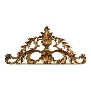 Vintage Italian Giltwood Wall Ornament, Architectural Pediment, Acanthus Scroll & Shell Motif For Sale