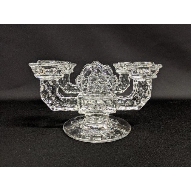 Fostoria Vintage Fostoria Glass Double Arm Candlesticks - A Pair For Sale - Image 4 of 9