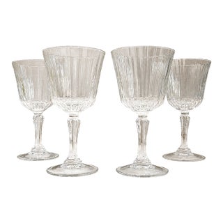 Vintage French Cristal D’Arques Meridien Claret Wine Glasses – Set of 4 For Sale