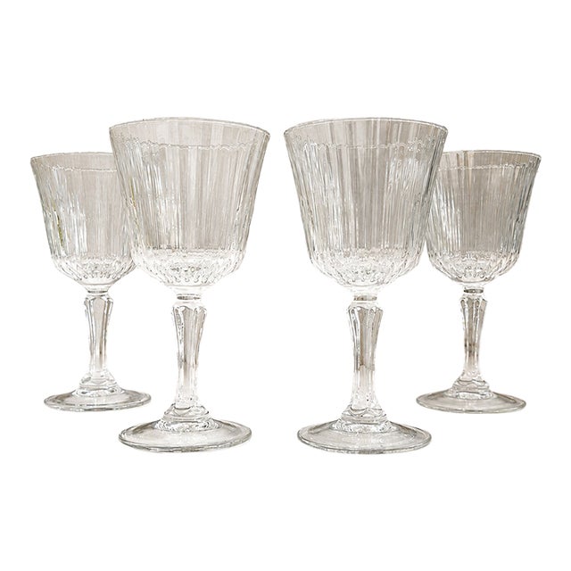Vintage French Cristal D’Arques Meridien Claret Wine Glasses – Set of 4 For Sale