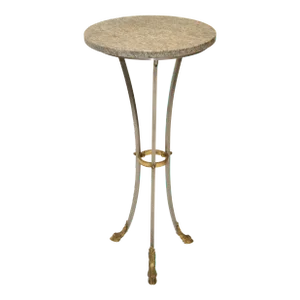 Maison Jansen French Neoclassical Steel & Bronze Hoof Feet Pedestal Drink Table