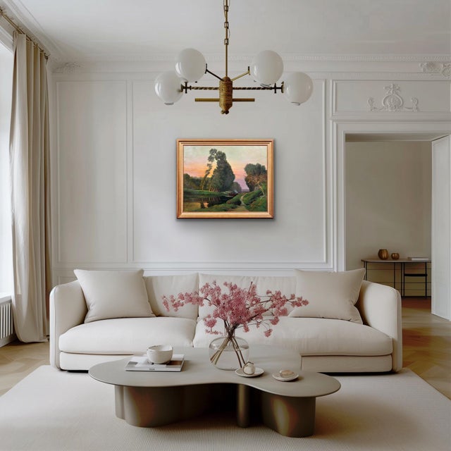 Claudia Bret-Charbonnier, A Barge Carrying Barrels of Wine on the Canal du Midi, 1920s, Oil on Canvas, Framed For Sale - Image 12 of 18