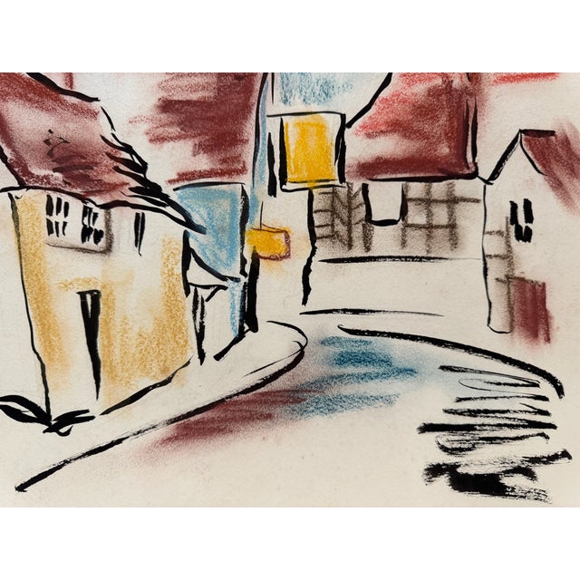 Rustic Henry Emil Salloch Original Watercolor on Paper Quaint Village Street, 1962. For Sale - Image 3 of 7