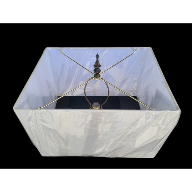 The Marbro Lamp Company Vintage Huge Marbro Style Porcelain Urn Candleabra Style Raised Leaf Brass Table Lamp For Sale - Image 4 of 12