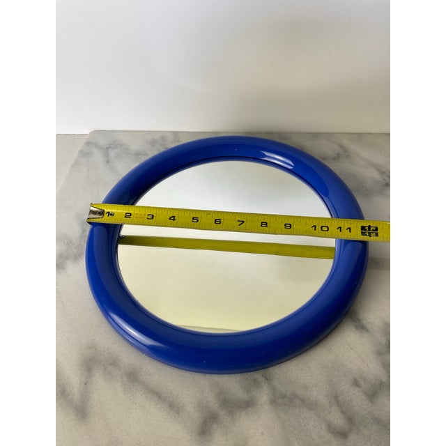 Plastic Vintage Postmodern Primary Blue Round Wall Mirror — Memphis Style Plastic Mirror, 1980s For Sale - Image 7 of 7