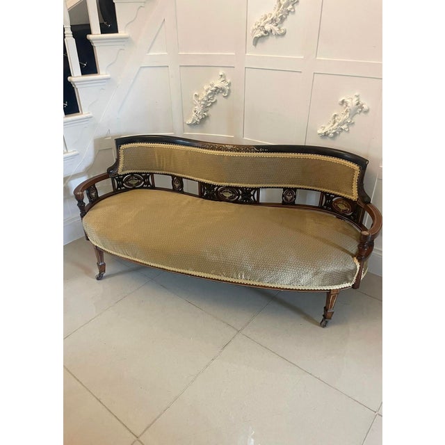 Antique Victorian Rosewood Inlaid Settee, 1880 For Sale - Image 13 of 13