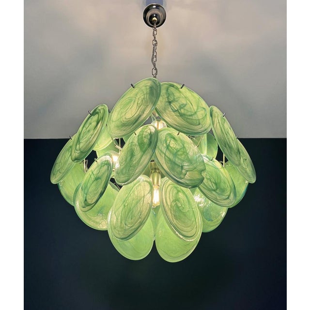 Vintage Italian Green Murano Glass Discs Chandelier, 1990s For Sale - Image 16 of 18