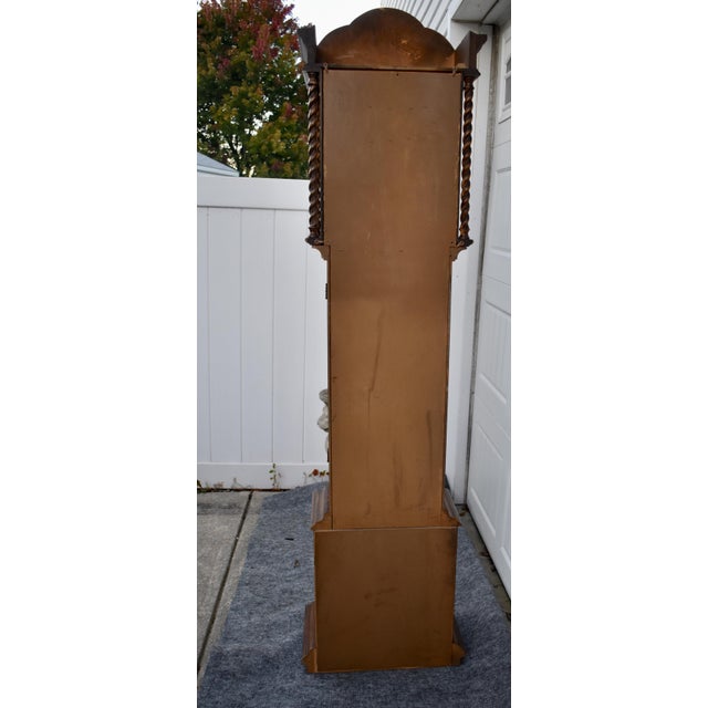 Ridgeway Oak Grandfather Clock Jacobean Style Barley Twist Tempus Fugit For Sale - Image 18 of 18
