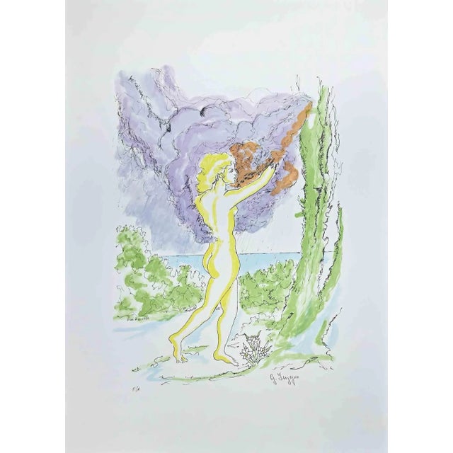 Mid-Century Modern Giuseppe Ingegno, In the Woods, Original Lithograph, 1979 For Sale - Image 3 of 3