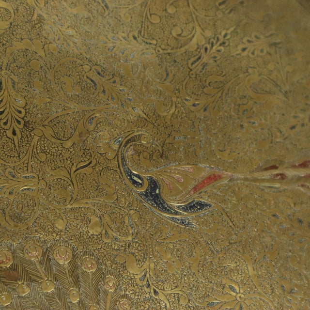 1950s Vintage Brass Tray with Peacock Decoration, 1950s For Sale - Image 5 of 18