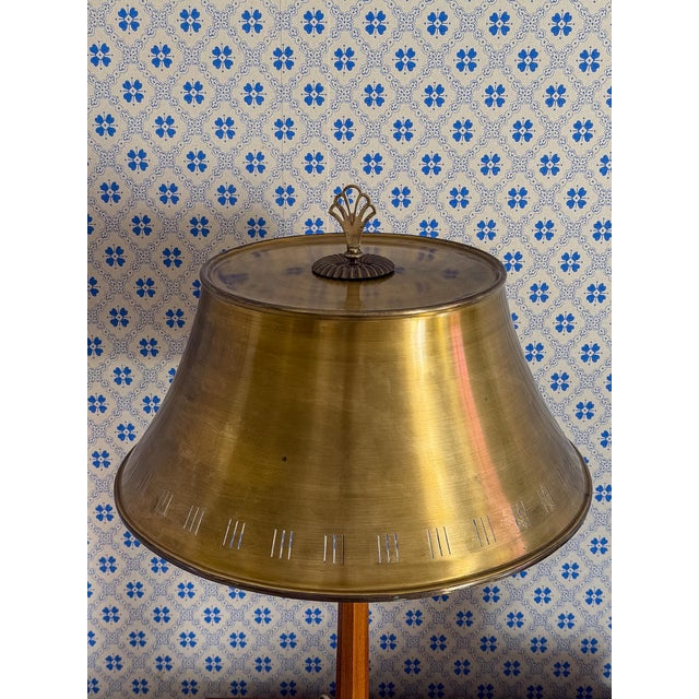 Monumental Table Lamp in Brushed Brass and Mahogany by Harald Notini for Böhlmarks, 1950 For Sale - Image 12 of 13