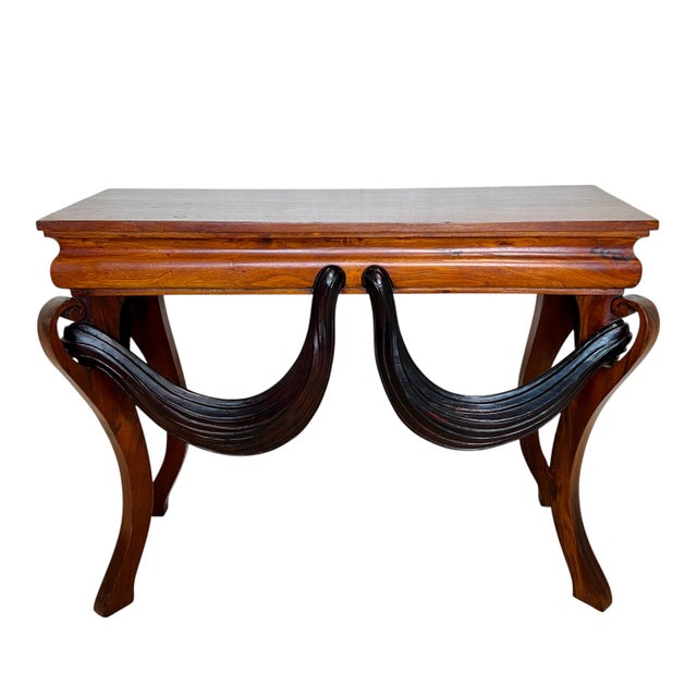 Vintage Carved Swag Wood Console Table For Sale - Image 4 of 13