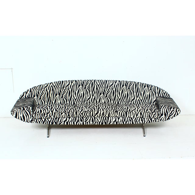 Curved Capri Three-Seat Sofa with Zebra Upholstery from Johannes Andersen, 1965, in Very Good conditions. Designed 1960 to...