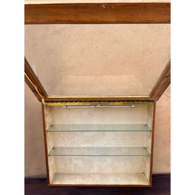 Gold Wall Display Cabinet with Glass Shelves, 1930s For Sale - Image 8 of 10