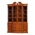 Henredon Georgian Carved Mahogany and Burl Wood Lighted Breakfront Bookcase Cabinet For Sale