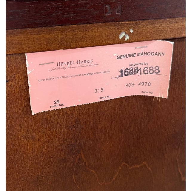 Rare Henkel Harris Serpentine Flame Mahogany Tall Chest of Drawers (Style No. 315, Finish 29) For Sale - Image 18 of 18