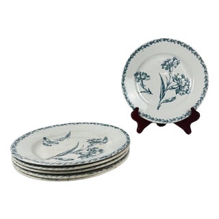 Antique Dessert Plates with Carnation Pattern from KG Lunéville, 1890s, Set of 6 For Sale