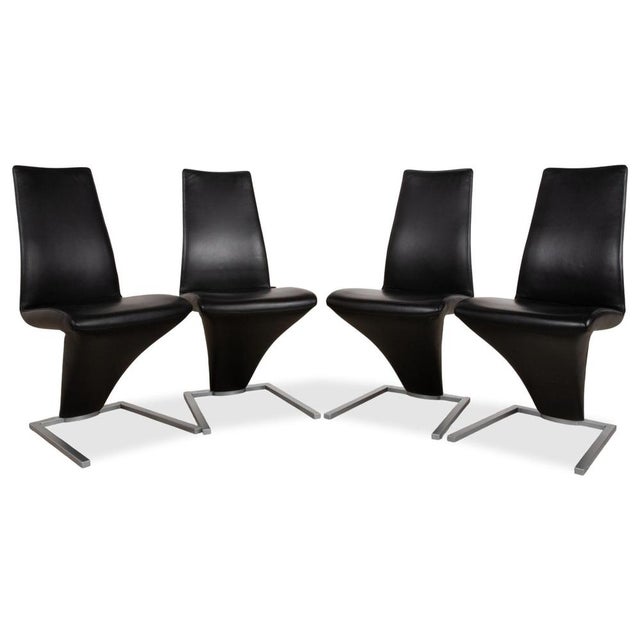 Model 7800 Chairs in Black Leather from Rolf Benz, Set of 4 For Sale - Image 16 of 16