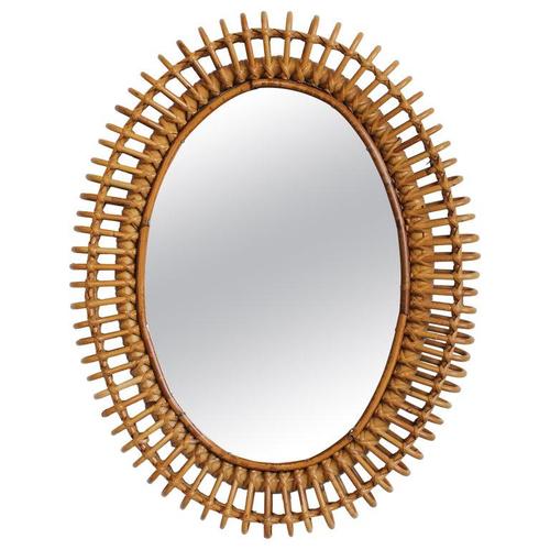 Vintage Italian Rattan Wall Mirror, 1960s For Sale - Image 11 of 11