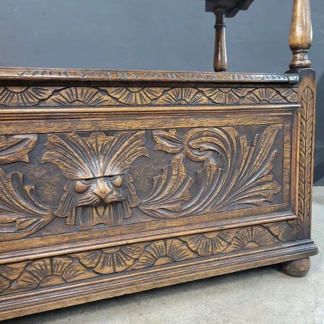 Wood Antique English Bench Monk Style 19th Century For Sale - Image 7 of 13