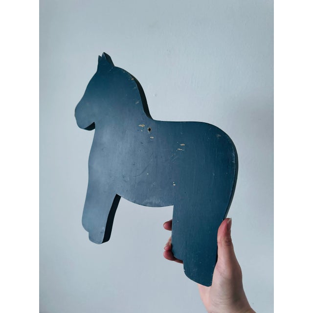 Swedish 1990’s Hand Painted Wood Dala Horse “welcome” Valkommen Sign For Sale - Image 4 of 11