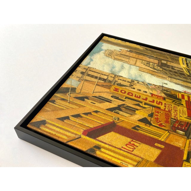 1950s Dave Milton Vintage 1959 Mid Century Modern Edward Hopper Style " 42nd Street and Fifth Avenue, New York City " Framed Original Realist Oil Painting For Sale - Image 5 of 18