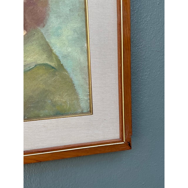 Vintage 1952 Original Oil Portrait on Board For Sale In West Palm - Image 6 of 12