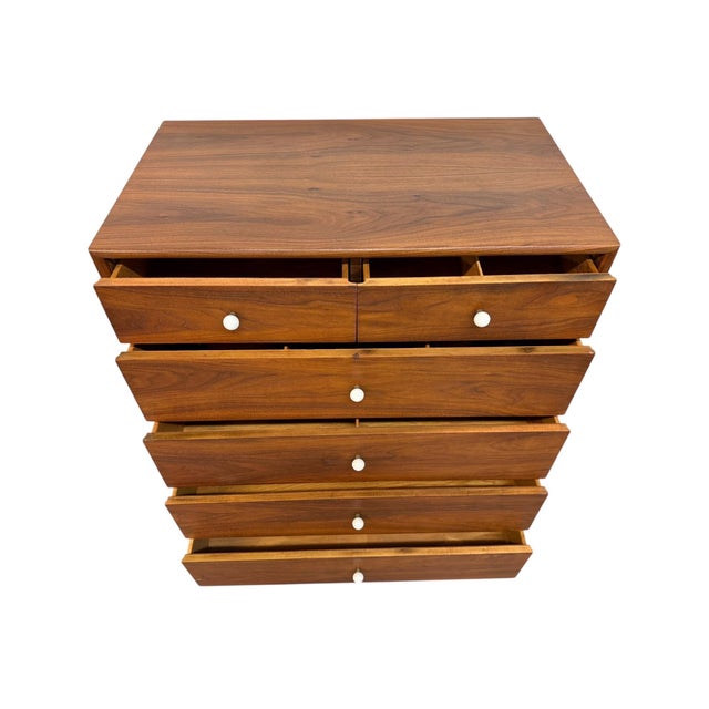 Drexel Declaration Mid-Century Modern Drexel Declaration Walnut High Chest For Sale - Image 4 of 9