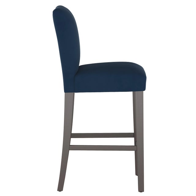 Transitional Chelsea Bar Stool in Ink Classic Velvet For Sale - Image 3 of 8