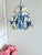 French Blue and White Tole Floral Cage 4-Light Chandelier, 1970s For Sale - Image 9 of 15