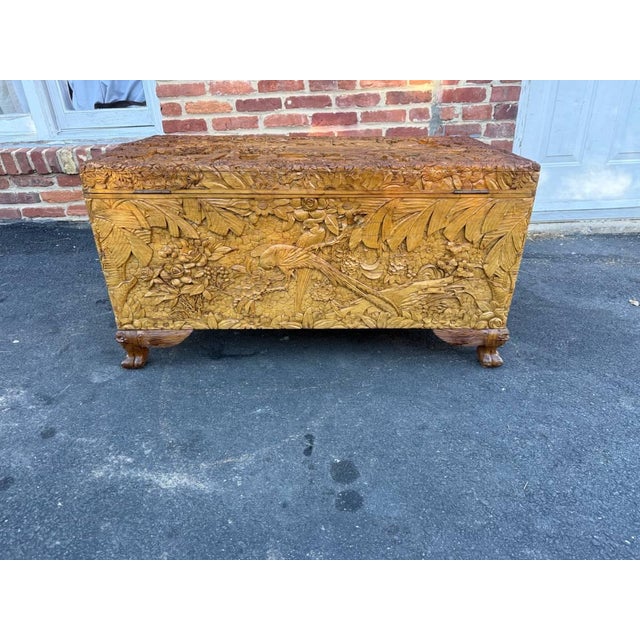 Antique Chinese Carved Camphor Wood Trunk Coffer Chest For Sale - Image 15 of 16
