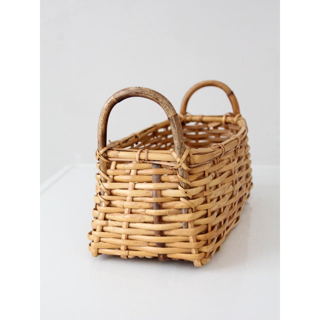 Late 20th Century Vintage Wicker Basket With Bentwood Handles For Sale - Image 5 of 10